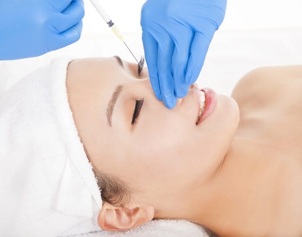 Woman is doing cosmetic surgery injections